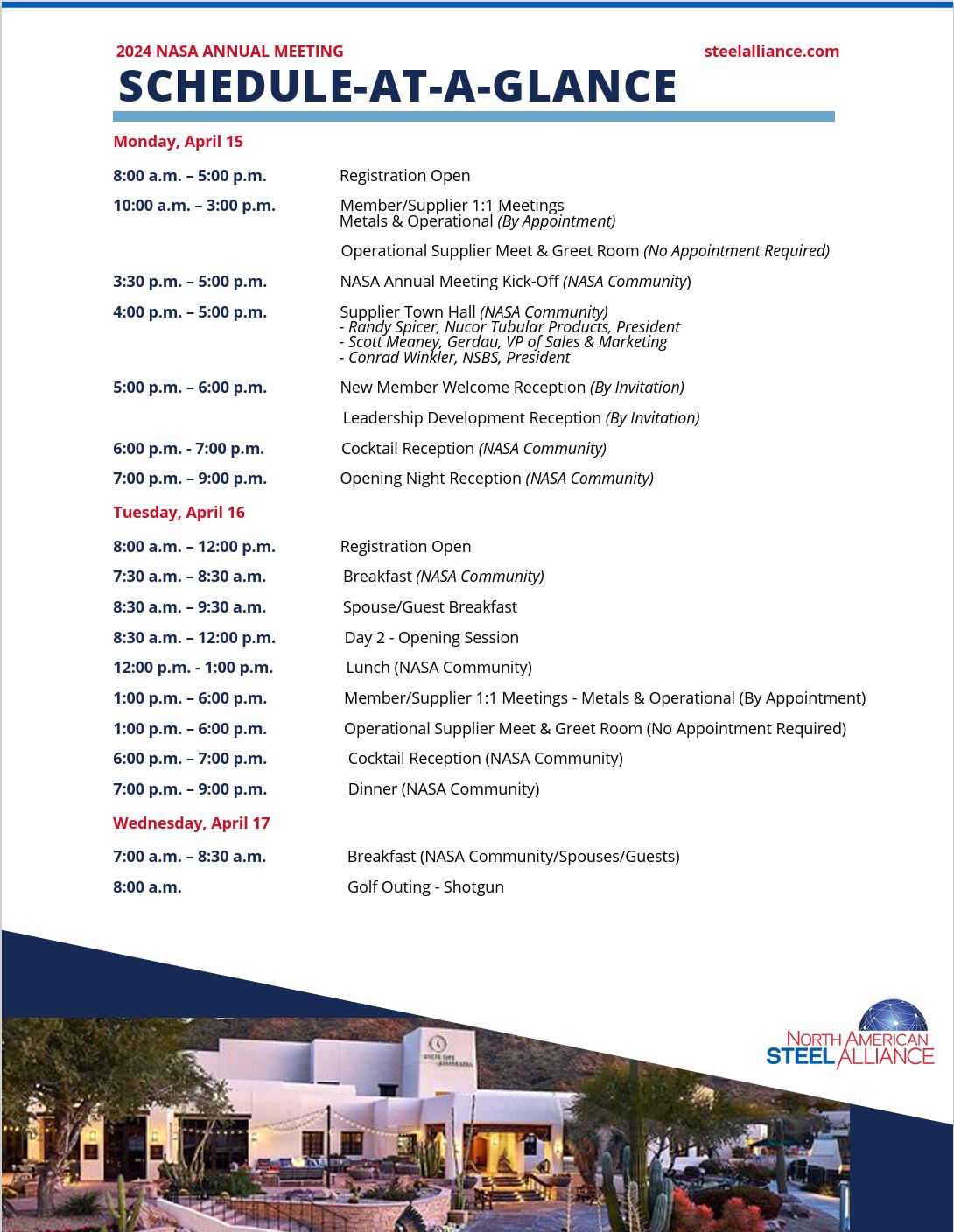 2024 Schedule at a glance annual meeting